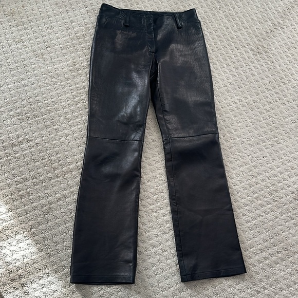 Laurence Roy Leather bootcut Pants jeans 10 black trousers jeans - Picture 6 of 11